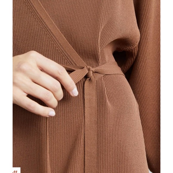 Everlane Ribbed Wrap Midi Dress Size XS Women's 3/4 sleeve - Picture 6 of 11